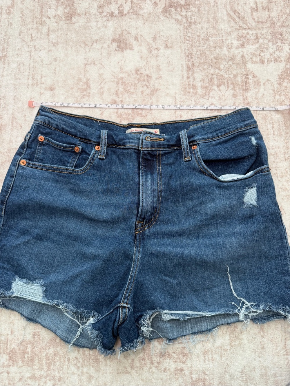 Levi’s Dark Blue High-Rise Denim Shorts Women’s Size 32 - Picture 9 of 11